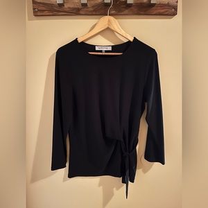 Fancy Black Blouse with Ribbon Tie in Front